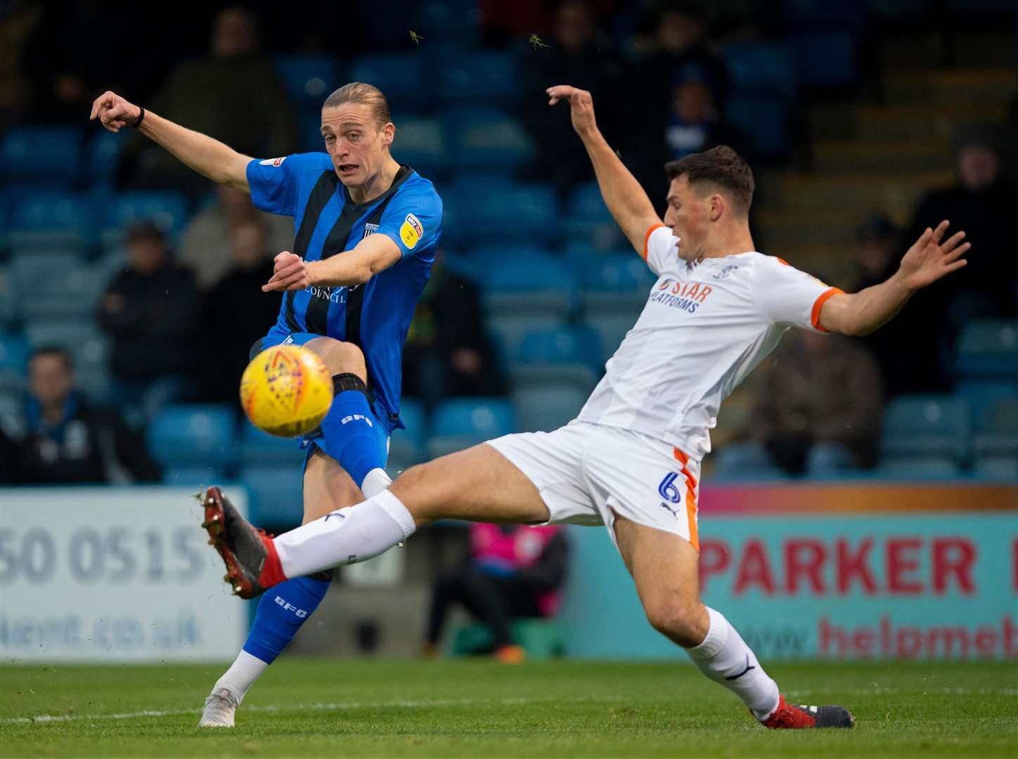 Tom Eaves shoots at goal in their recent game against Luton Picture:Ady Kerry