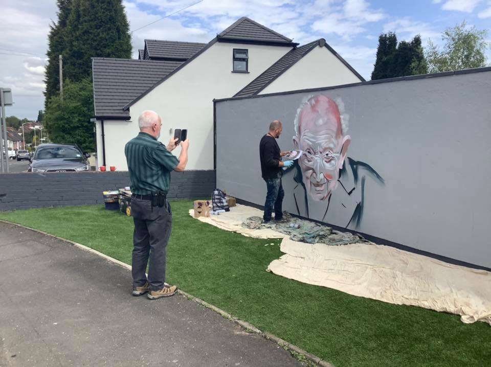 The mural taking shape (Andy Farrington/PA)