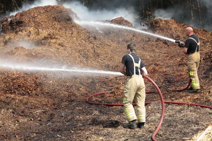 Firefighters were still on the scene the following day