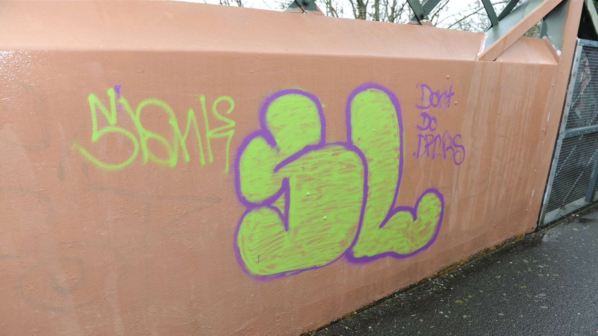Graffiti on the bridge between the Rec and Preston Avenue.