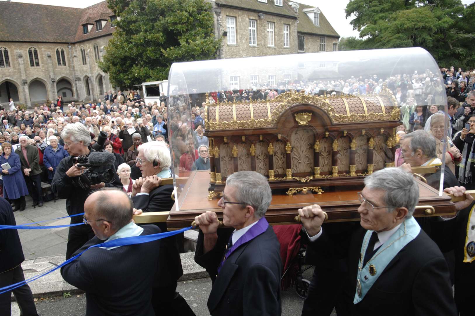 Crowds flocked in 2009 to see the remains of Saint St Therese of Lisieux arrive at Aylesford Priory. Picture: Matthew Walker