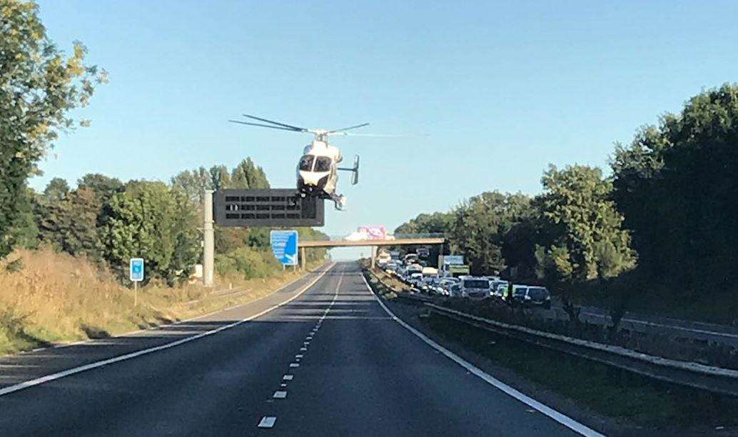 An Air Ambulance landed on the M2 near Sittingbourne after the crash