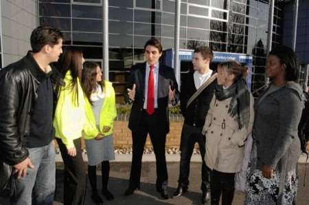 Raef Bjayou from The Apprentice meets students at Canterbury College. Picture: Chris Davey