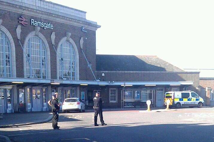 Police cordon off Ramsgate station after a suspected unexploded bomb found