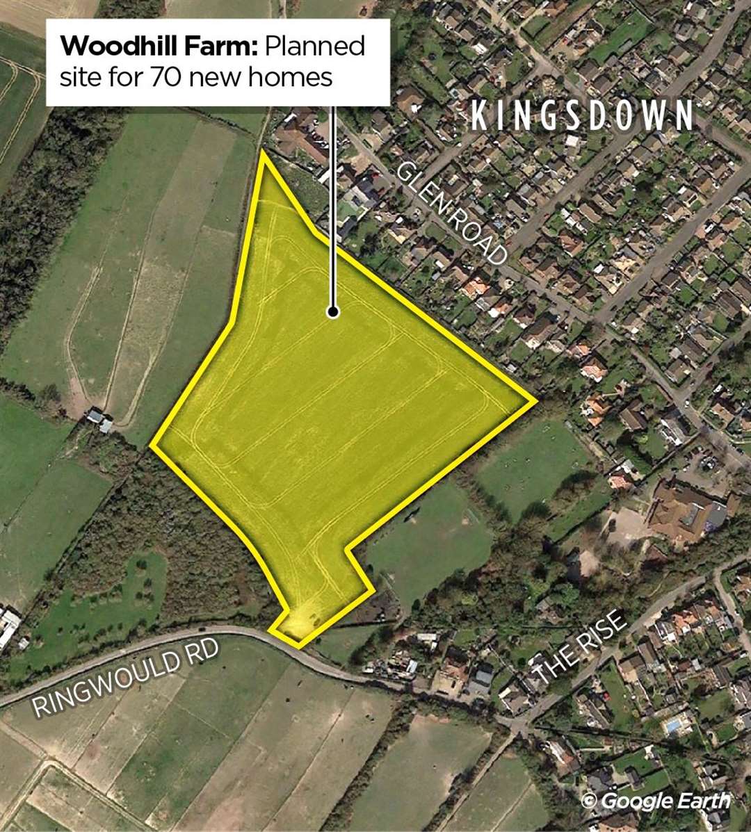 Developers want to build 70 homes on the Woodhill Farm site in Kingsdown