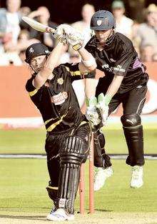 Joe Denly hits out during a top score of 31