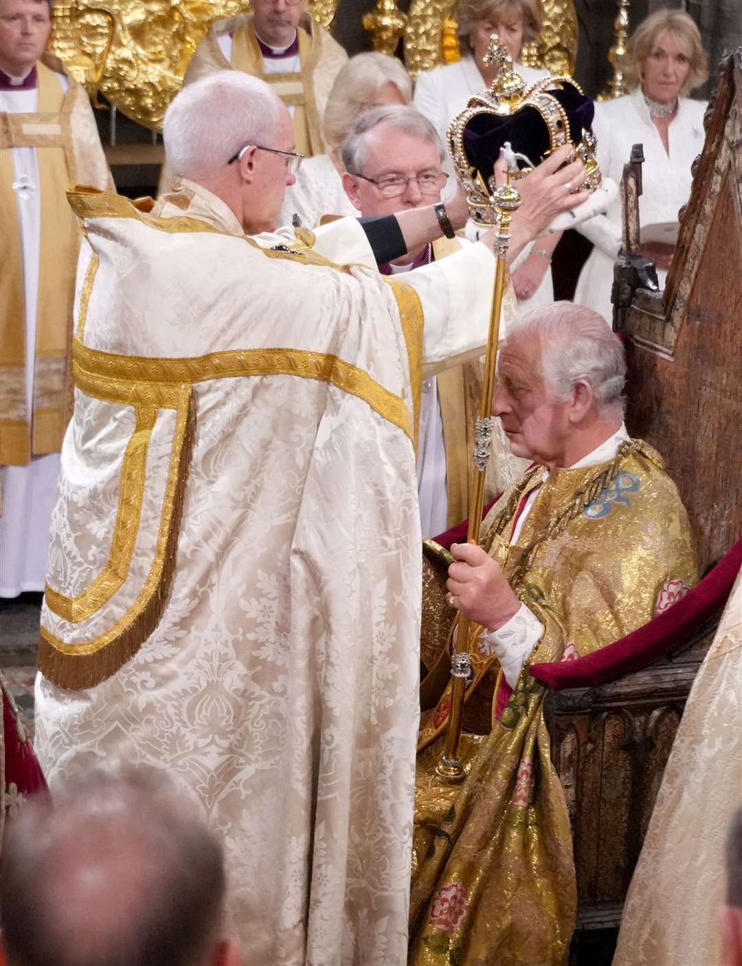 The King is crowned by the Archbishop of Canterbury (Victoria Jones/PA)