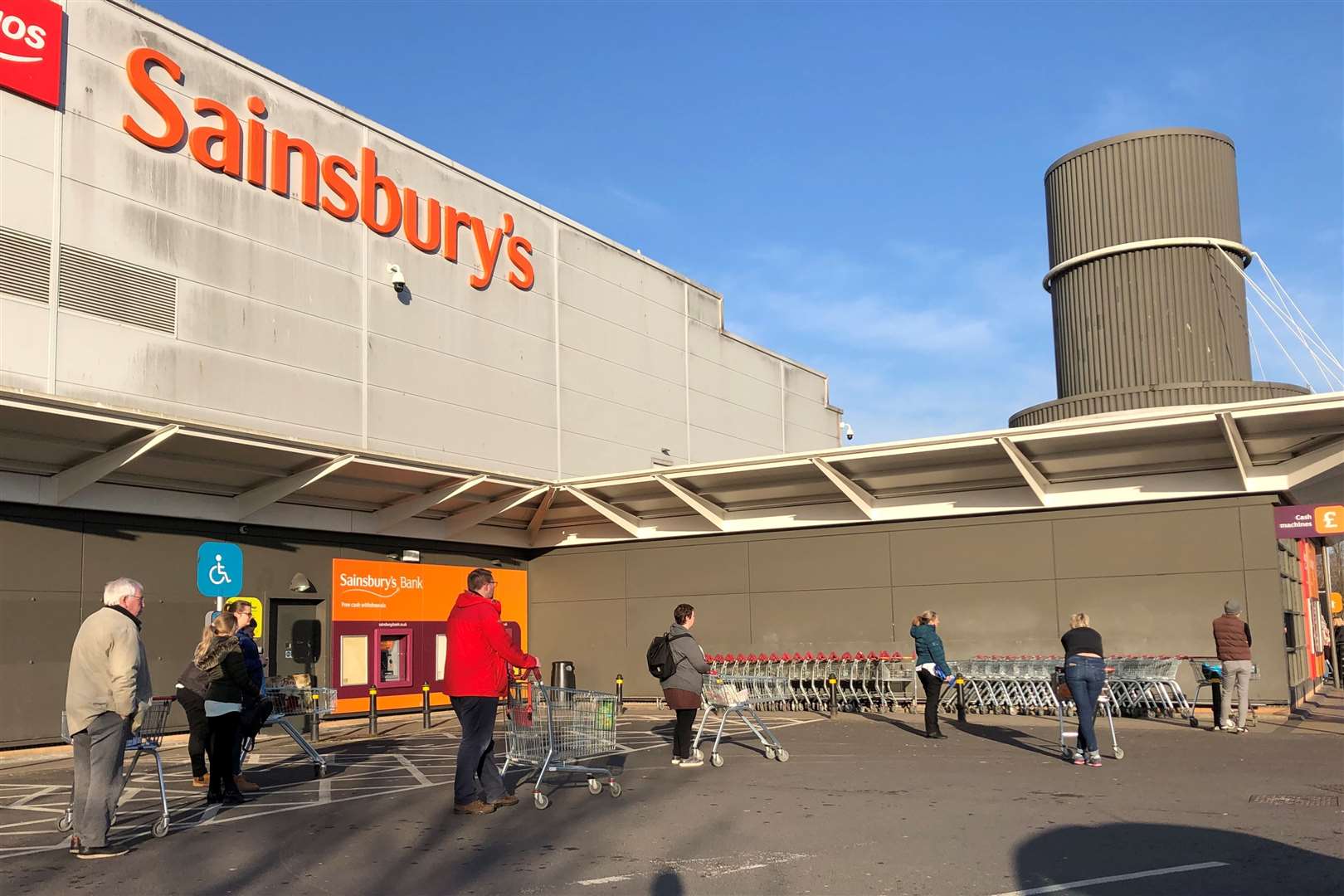 Sainsbury’s remains open during the coronavirus crisis with strict social distancing in place (Ben Birchall / PA)