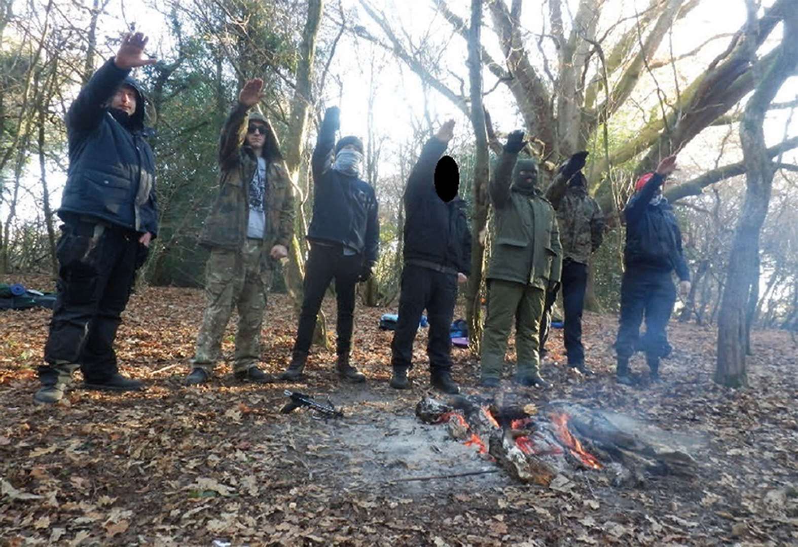 Still from a video of National Action members giving a Nazi salute in December 2016 (West Midlands Police/PA)