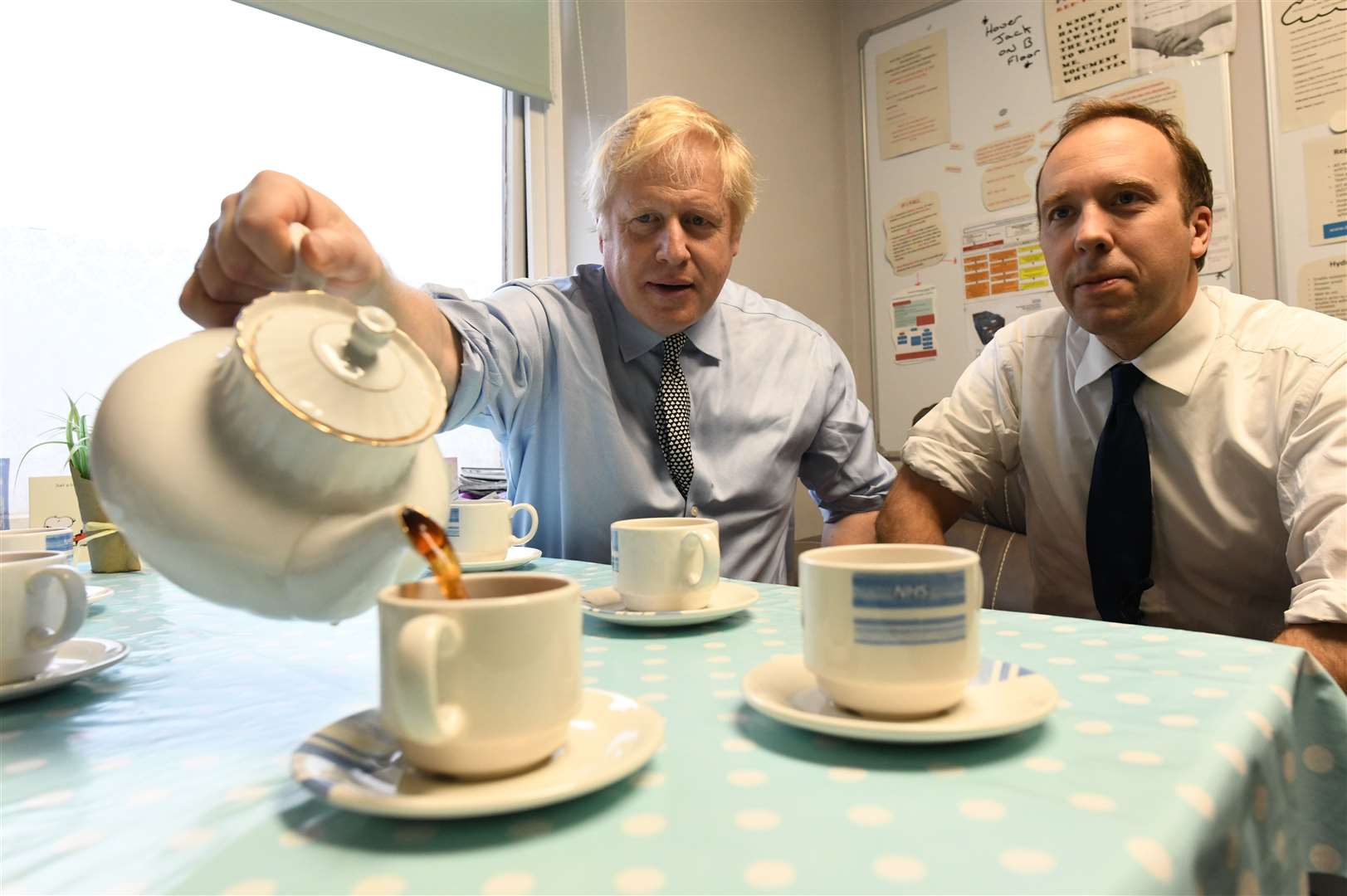 Boris Johnson and Matt Hancock during a campaign visit to a hospital in 2019 (Stefan Rousseau/PA)