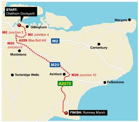 The route the blades will take through the county