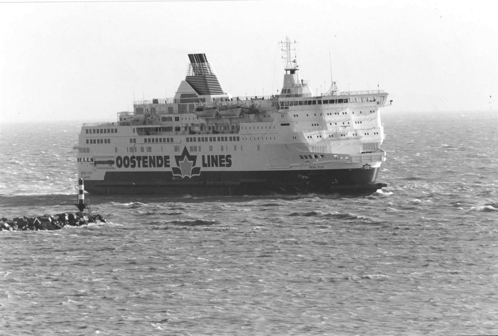 The Prins Filip - sailing into Ramsgate - was operated by Oostende Ferries with sales handled by Sally Line in the UK