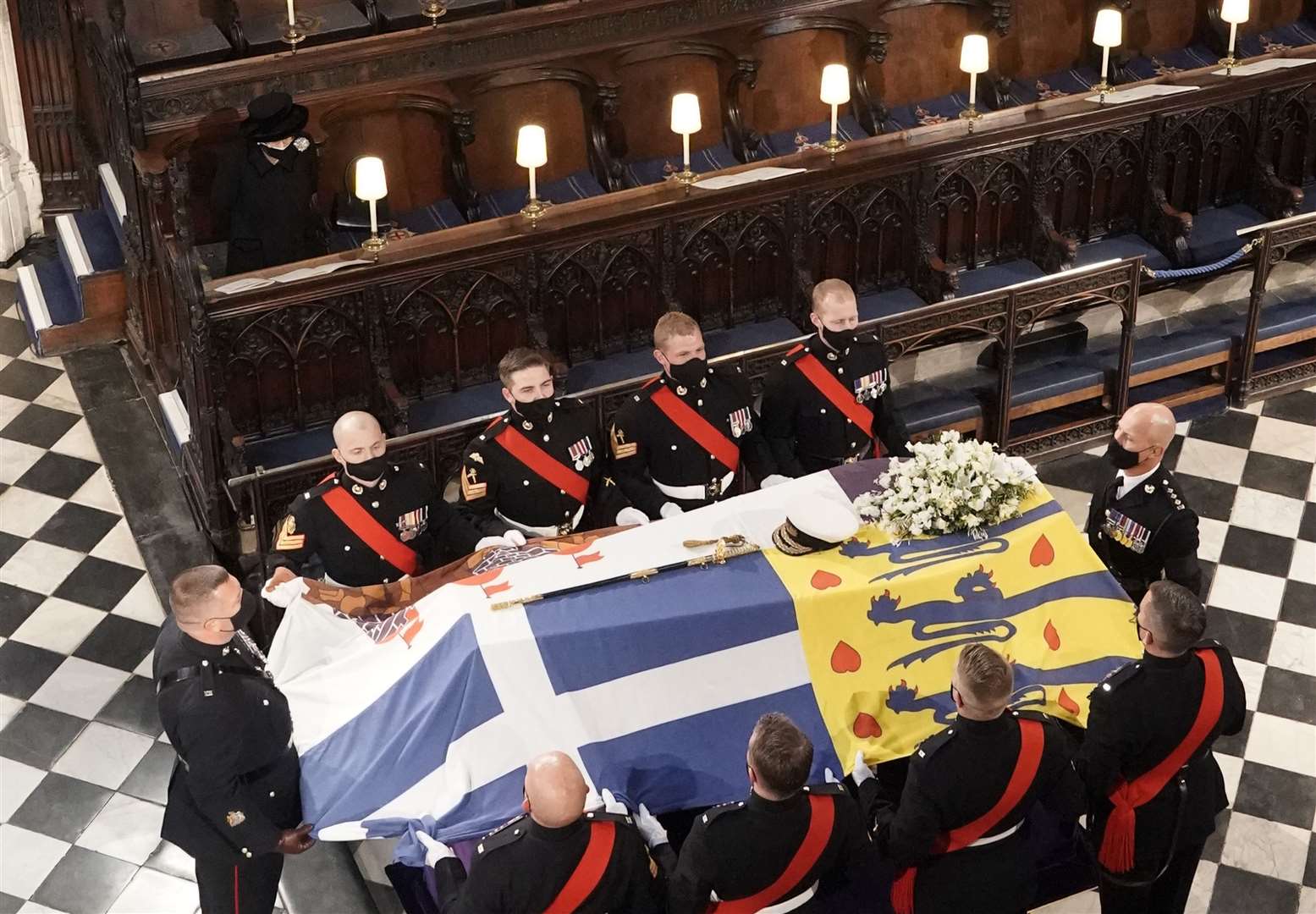 The Queen at the duke’s funeral (Jonathan Brady/PA)