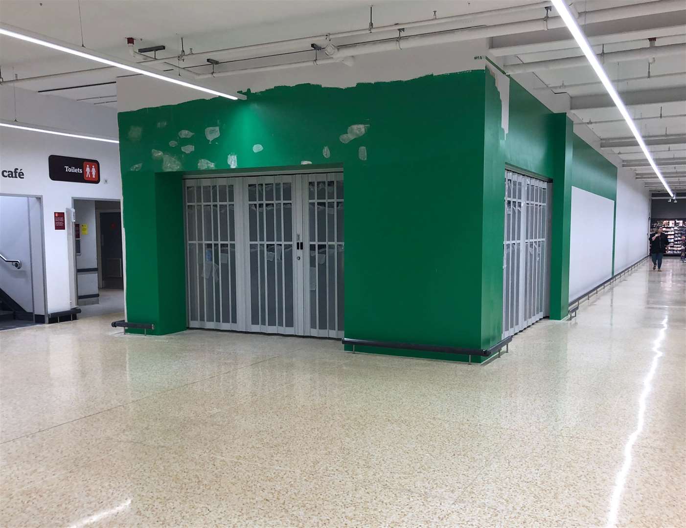 Specsavers' familiar green frontage is already being installed in the supermarket. Picture: Steve Salter