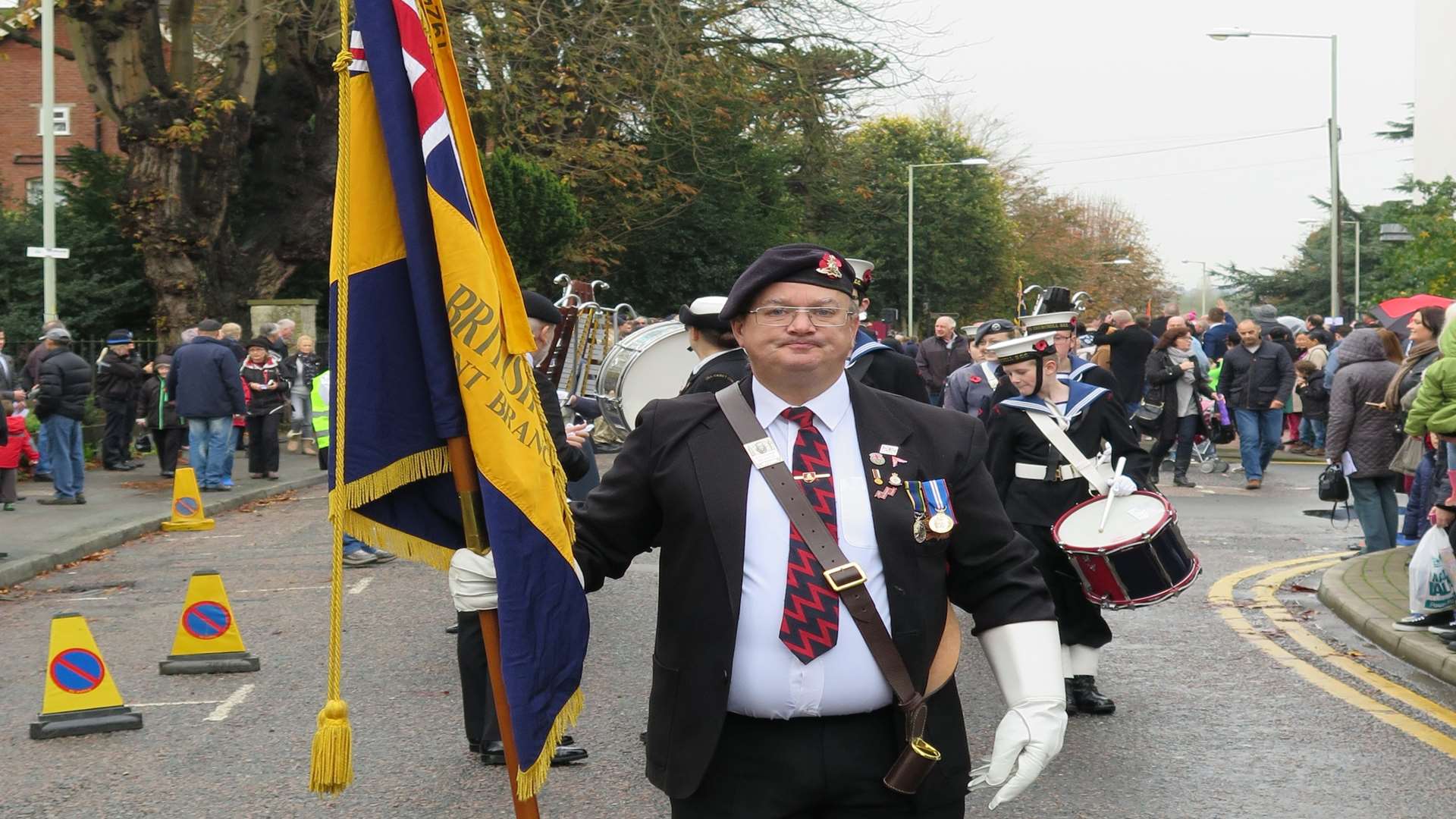 Derek Russell on parade for Remembrance Sunday