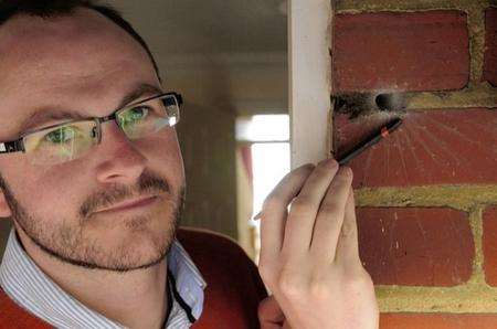 Unusual spider living in the brickwork of a canterbury house.