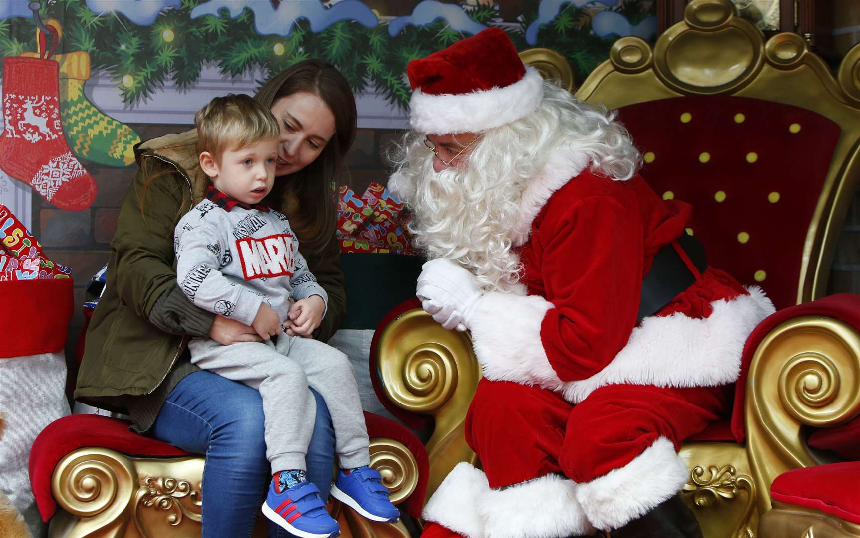 Lewie Butler and mum Danielle Stewart met Santa at Hempstead Valley Picture: Andy Jones