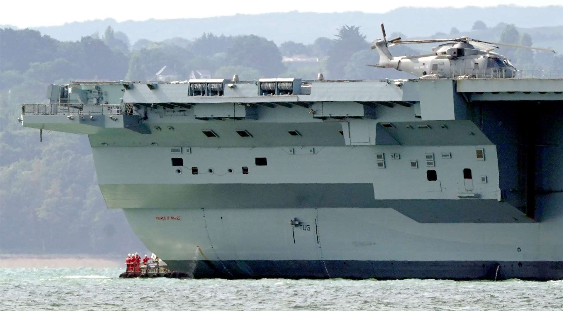 Engineers inspect aircraft carrier HMS Prince of Wales (Gareth Fuller/PA Wire)