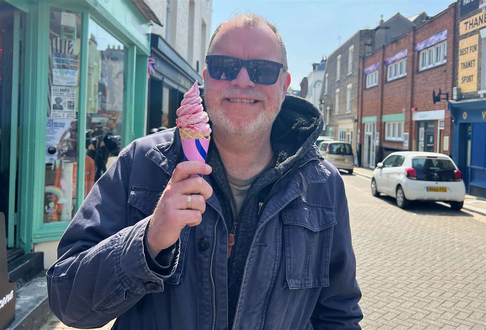 Your reviewer gets ready to demolish a fresh fruit ice cream