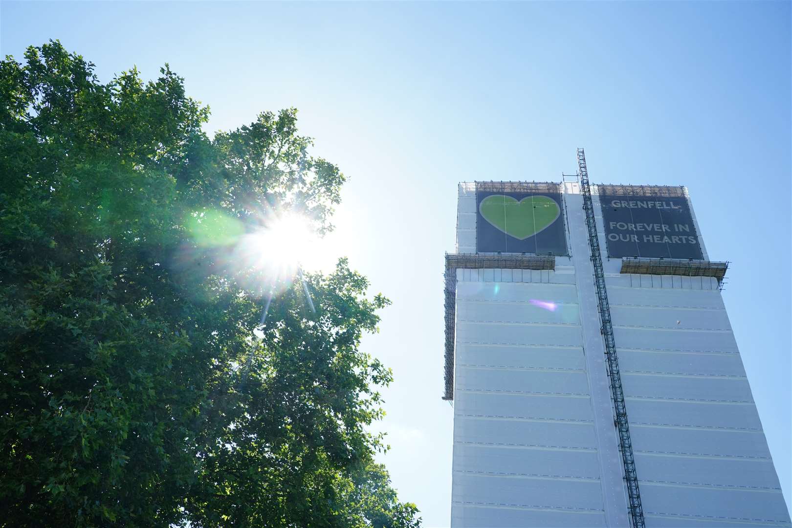 The remains of Grenfell Tower in London (Dominic Lipinski/PA)