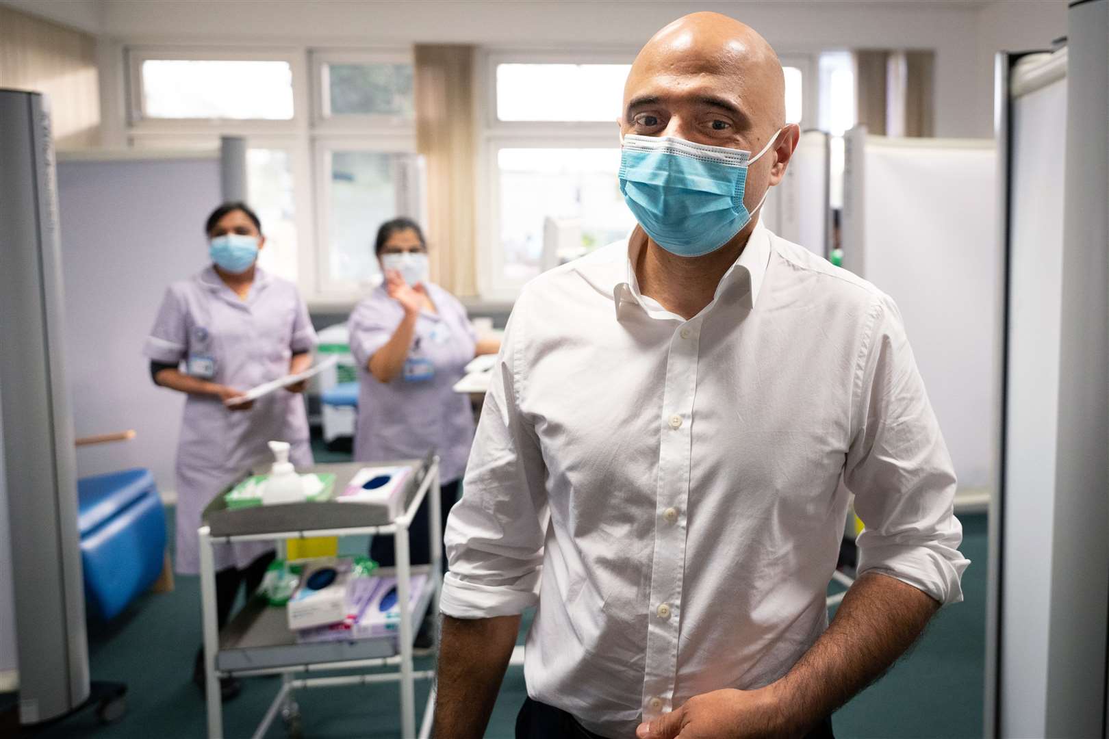 Health Secretary Sajid Javid, on a visit to St George’s Hospital in south-west London (Stefan Rousseau/PA)