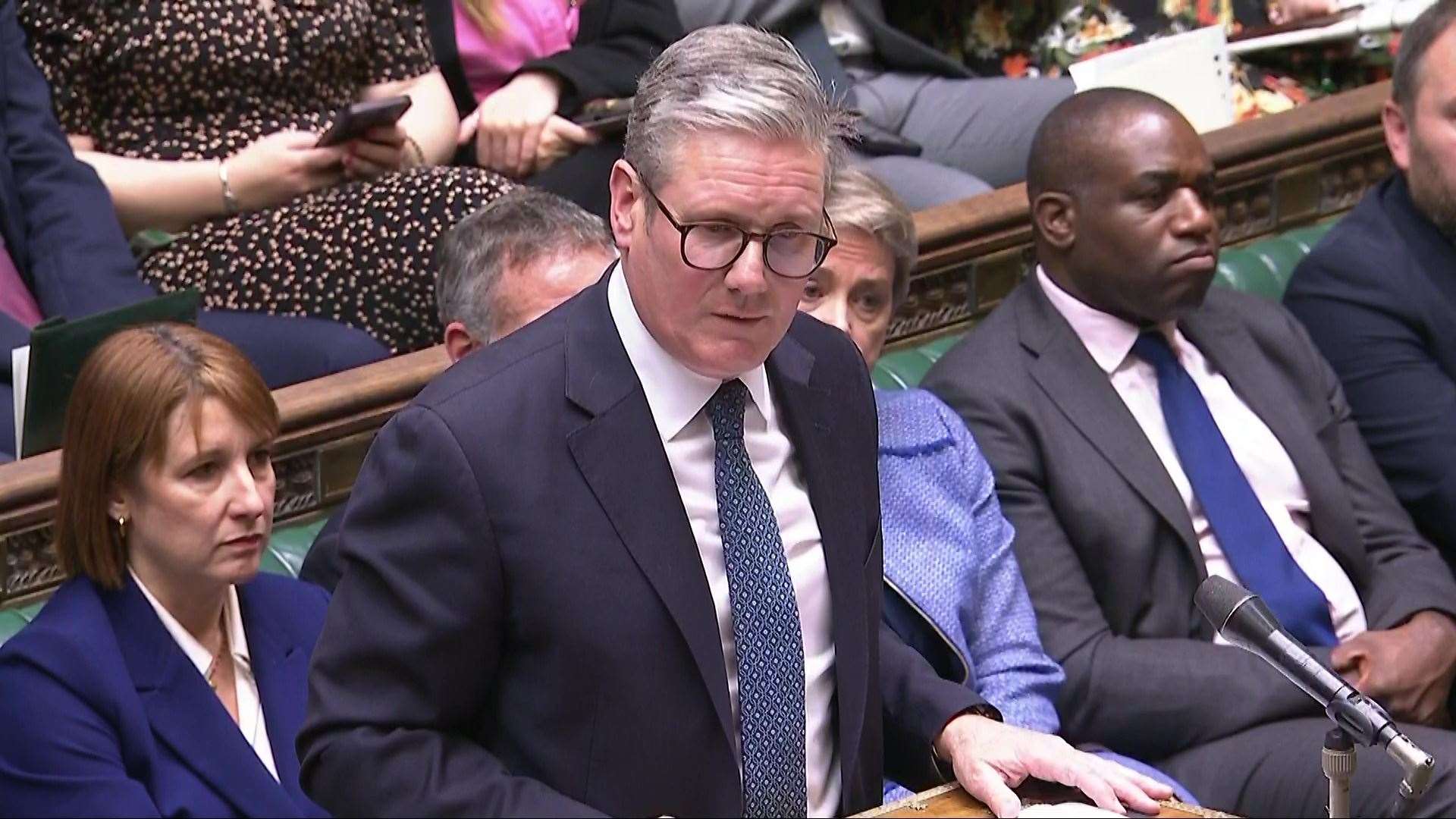 Prime Minister Sir Keir Starmer speaking during Prime Minister’s Questions on Wednesday (House of Commons/UK Parliament/PA)