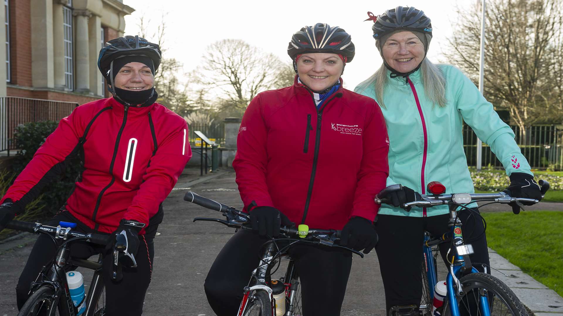 Llowes Frost, Breeze Champion Ocean Turley and fellow Breeze Champion Gill Harker before setting out from Central Park, Dartford