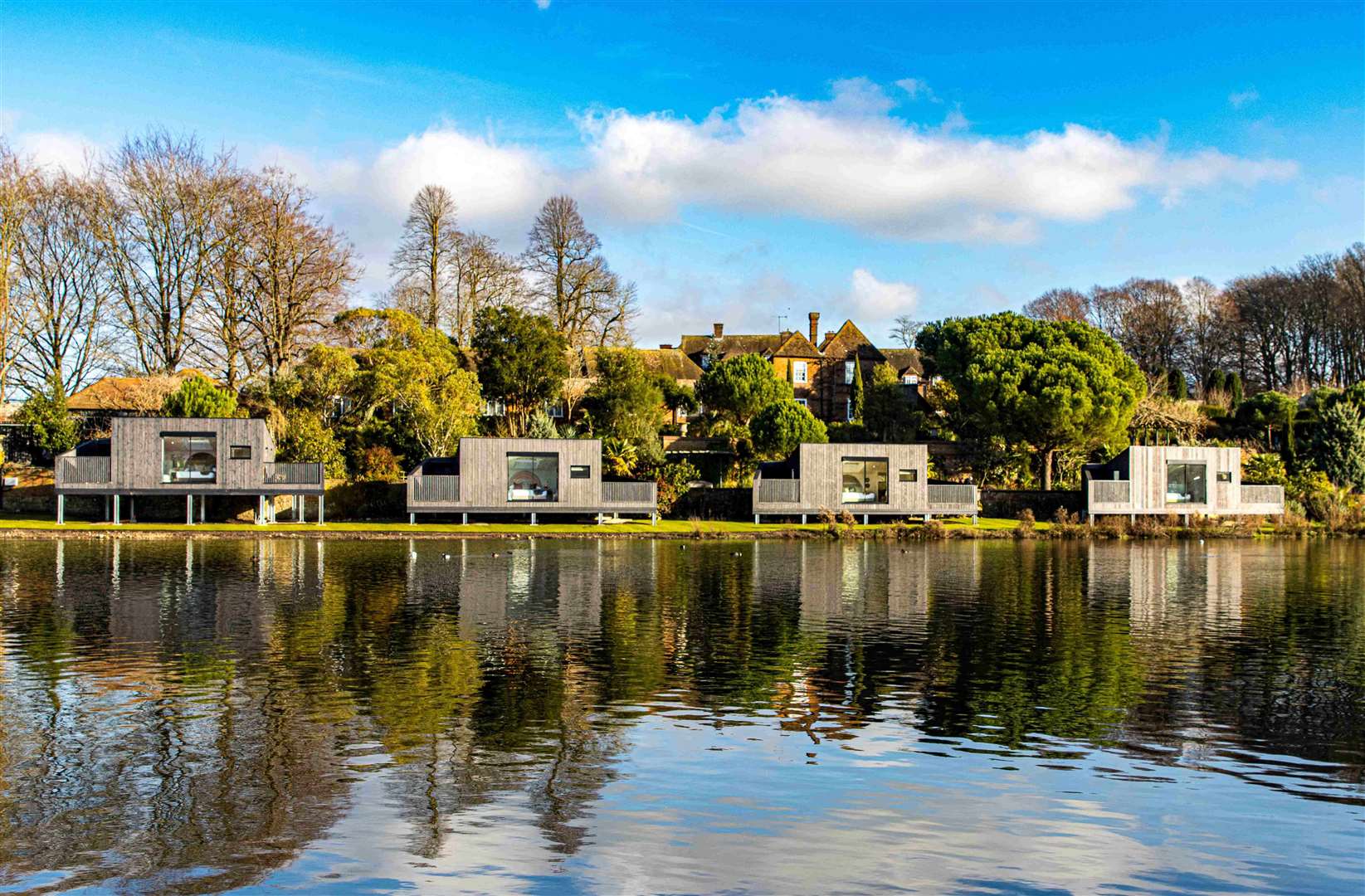 The four lodges along the banks of the Great Water Lakes. Picture: Leeds Castle