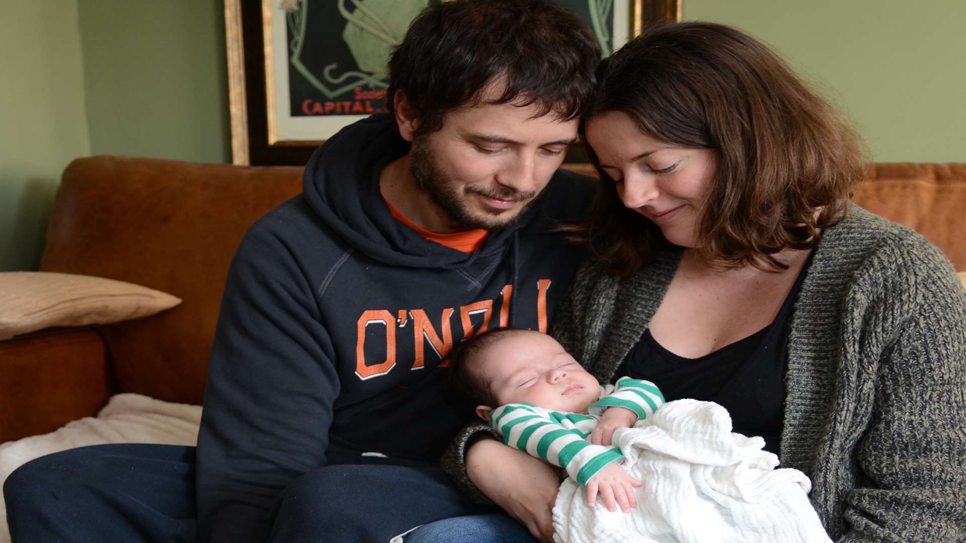 David and Sam Bourner with baby Noel. Picture: Gary Browne