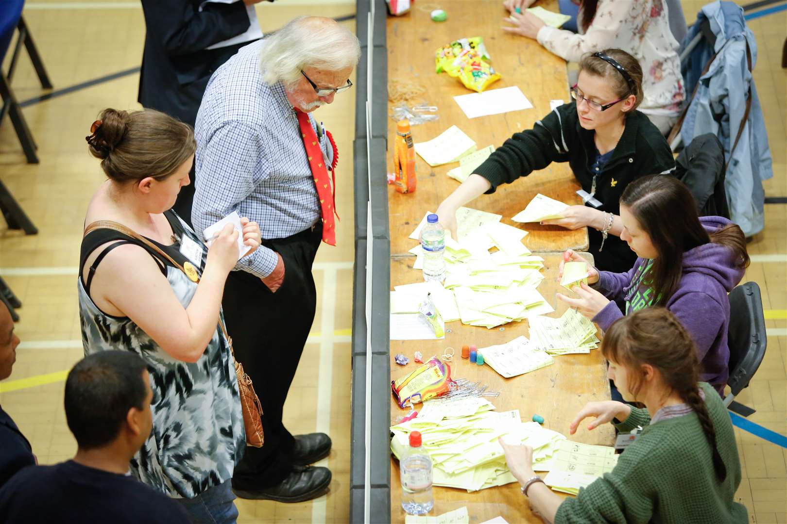 Ballot papers being scrutinised