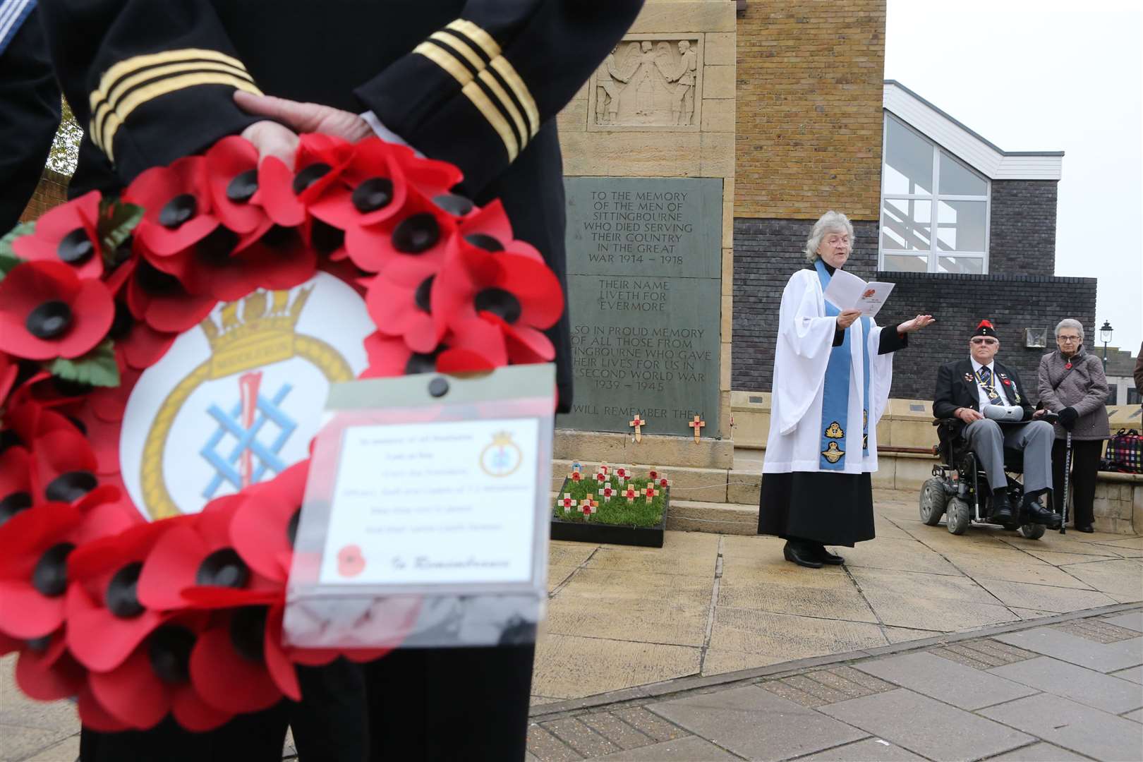 Armistice Day Service at Sittingbourne's war memorial. Picture: John Westhrop