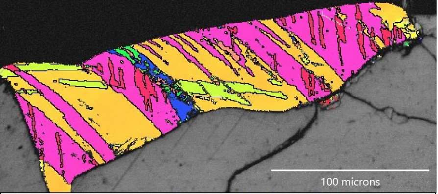 Zirconia in Apollo 17 sample 76535 has a complex structure of interlocking crystal orientations (University of Portsmouth/PA)