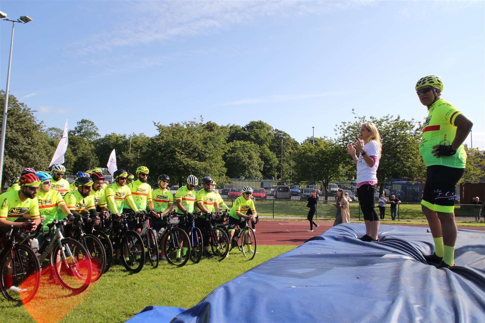 Kim Leadbeater MP addresses riders ahead of The Jo Cox Way 2023 (The Jo Cox Way/PA)