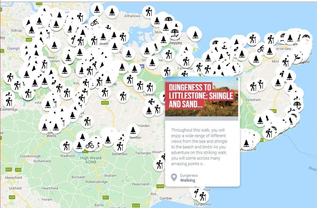 Explore Kent Activity Map shows places for walks close to home and the ...