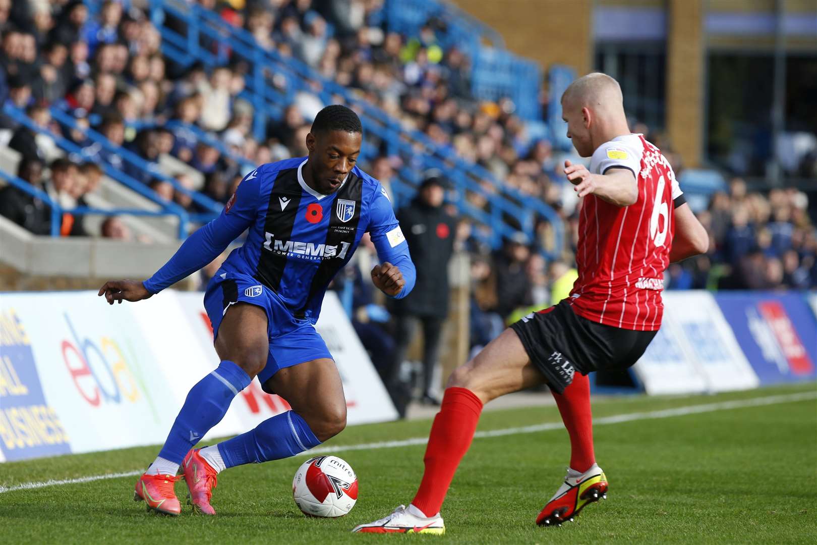 Ryan Jackson taking on the Cheltenham defence Picture: Andy Jones