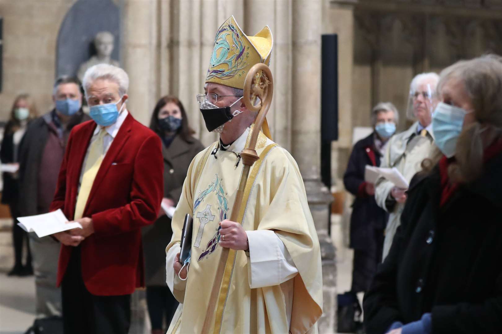 The Archbishop of Canterbury Justin Welby arrives for the Christmas Day service at Canterbury Cathedral in Kent (Gareth Fuller/PA)