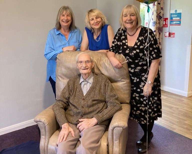 Peter pictured with his three daughters – Jane, Anne and Claire. Picture: Claire Yeo