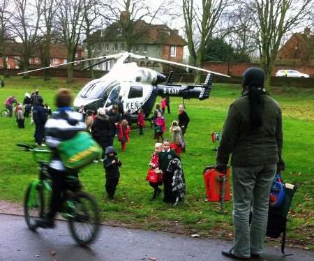 Kent Air Ambulance lands at the scene of Wednesday's accident near St Stephen's Junior School