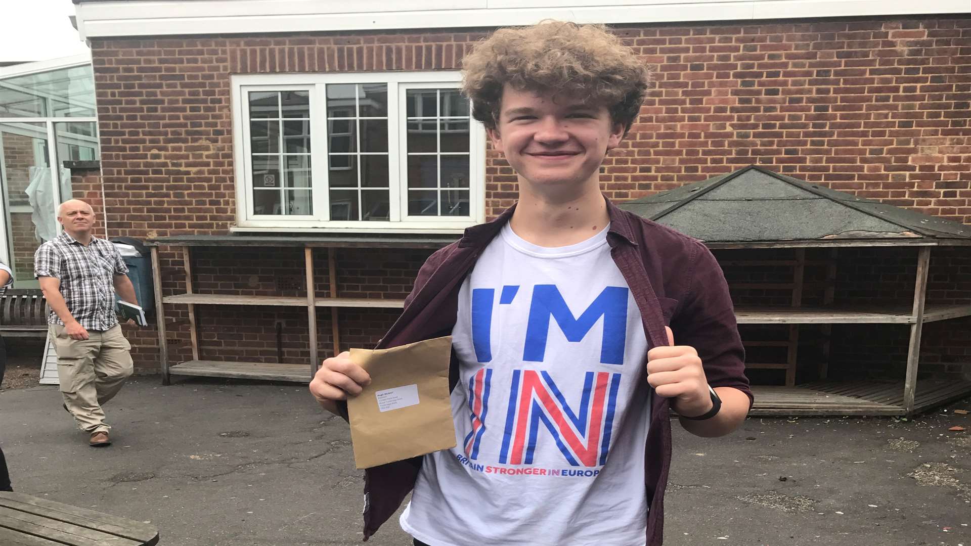 Judd School student Hugh Selway celebrates getting in to Queen's College Cambridge.