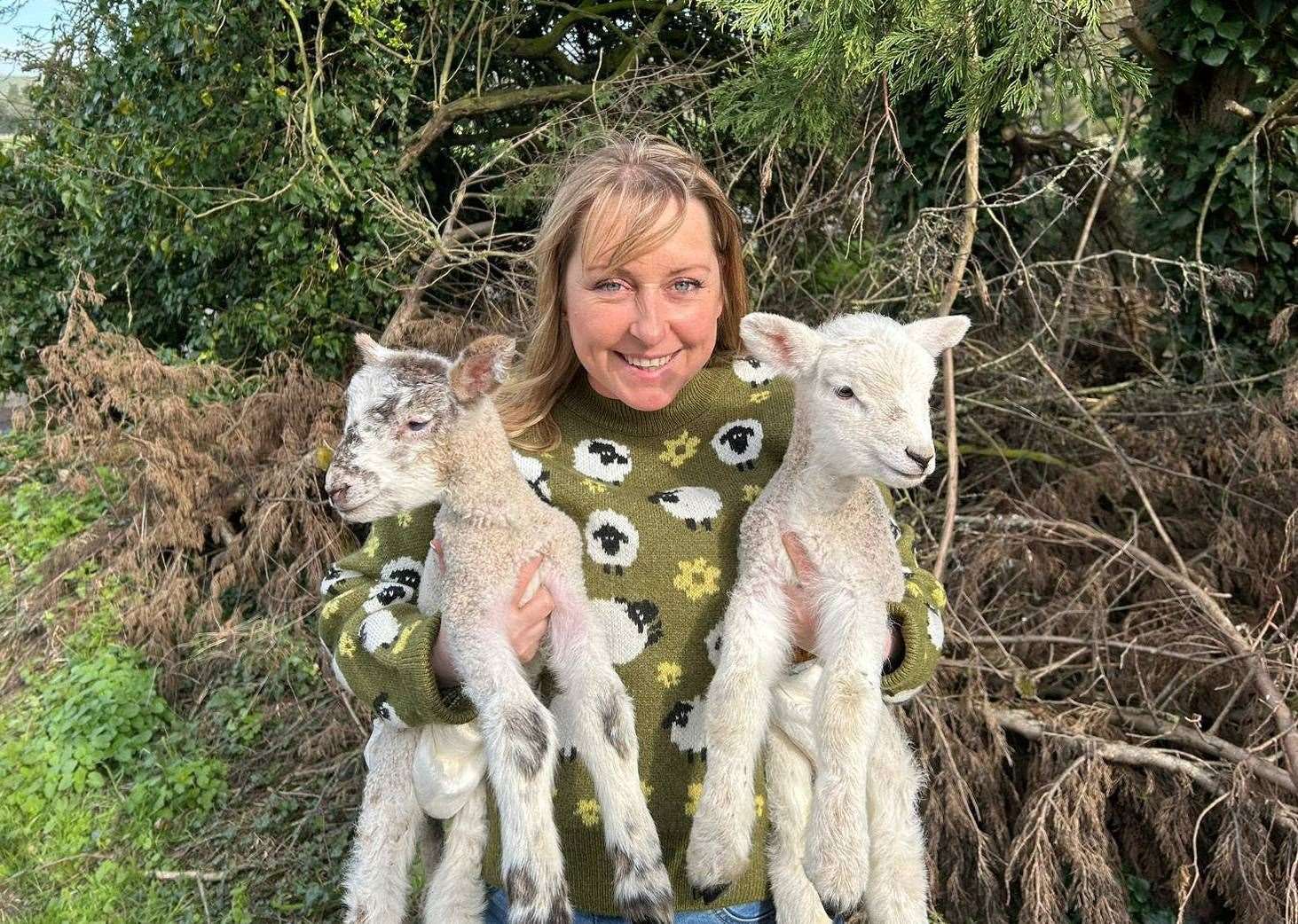 Selina Ruane, how brought the lambs to the care home, with Beryl and Buster