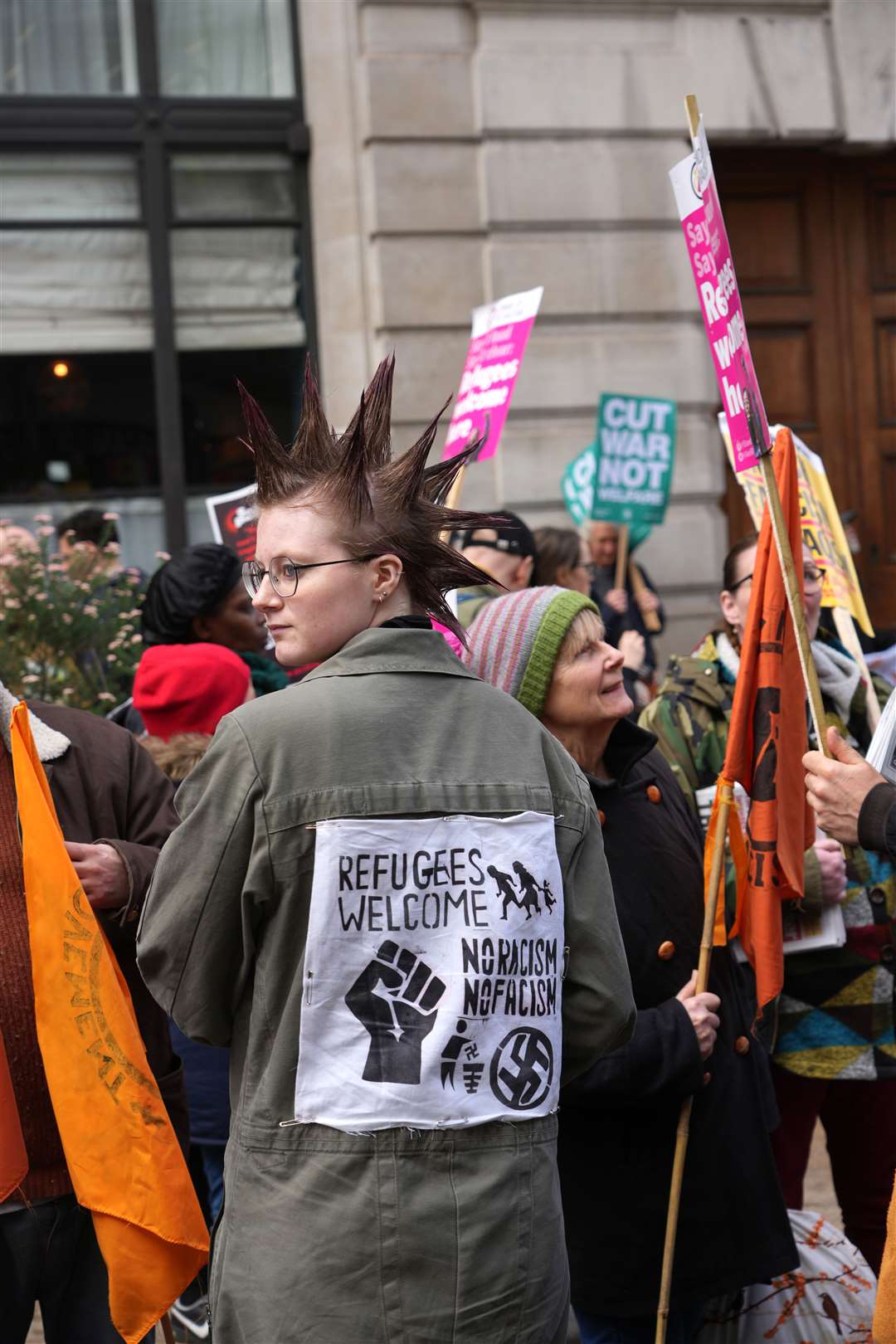 A protester takes to the streets in an anti-racism demonstration (Jeff Moore/PA)