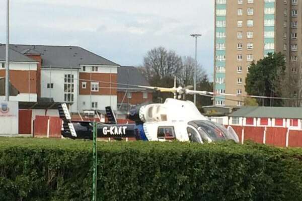 The air ambulance landed at Whitstable Football Club. Picture: Kathryn Luton