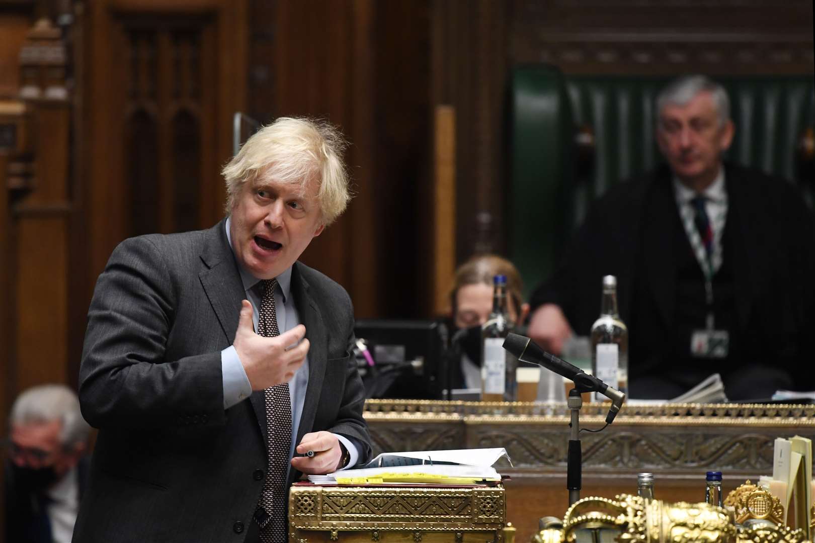 Boris Johnson at the despatch box during Wednesday’s Prime Minister’s Questions (UK Parliament/Jessica Taylor/PA)