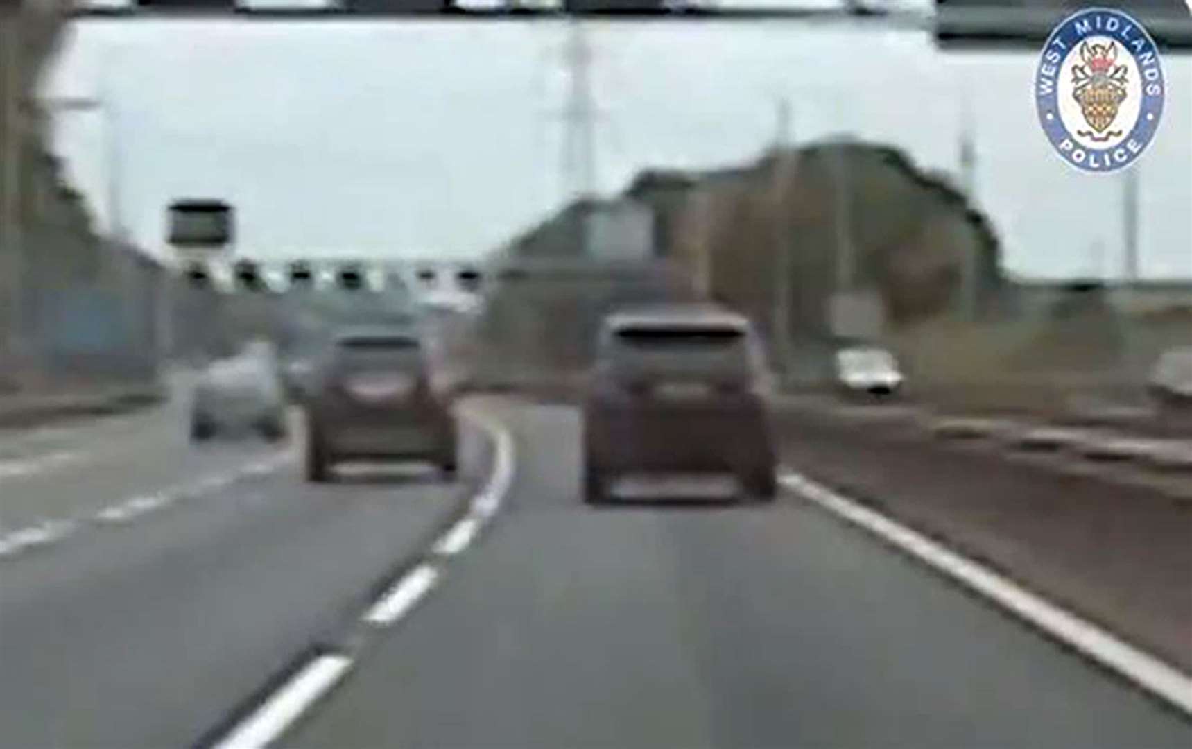 Grealish pictured driving his car (right) on the M42 reaching speeds of up to 98mph (West Midlands Police/PA)