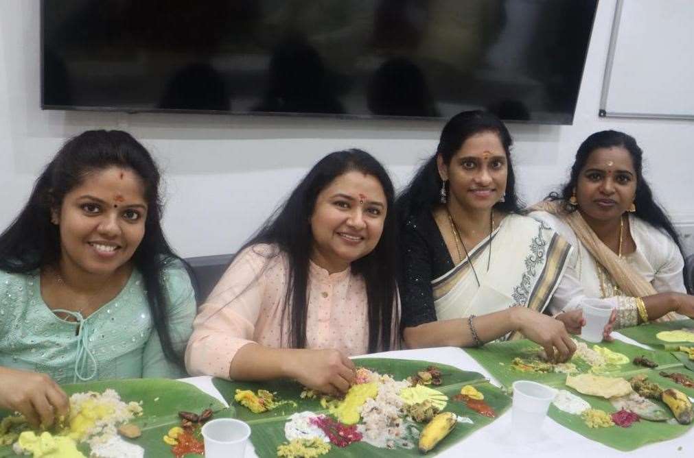 Vishu sadya served on a green banana leaf. Picture: Ajay Attra