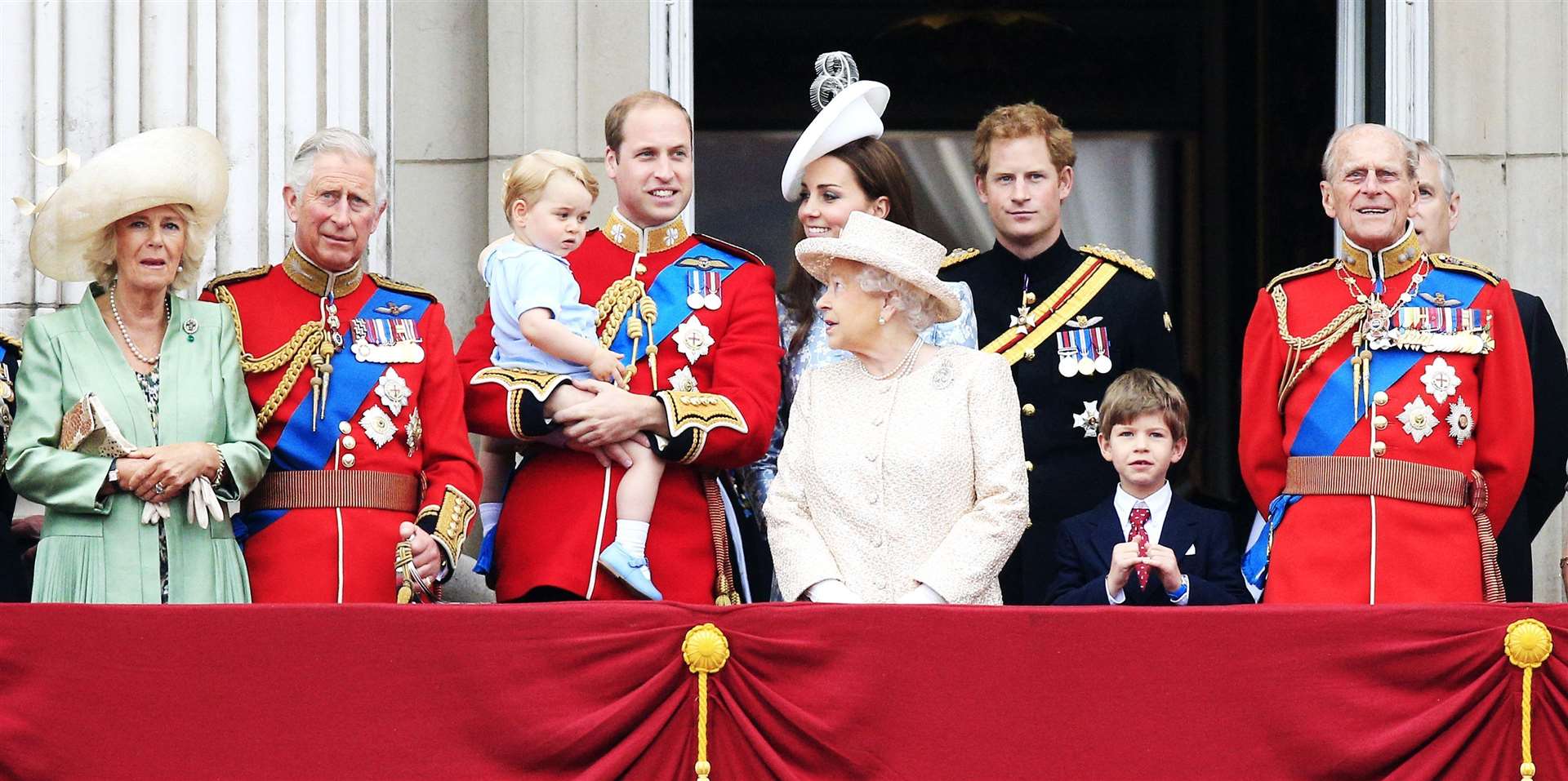 George had prime position to watch Trooping the Colour in 2015, held in his father’s arms on the balcony at Buckingham Palace (Jonathan Brady/PA)