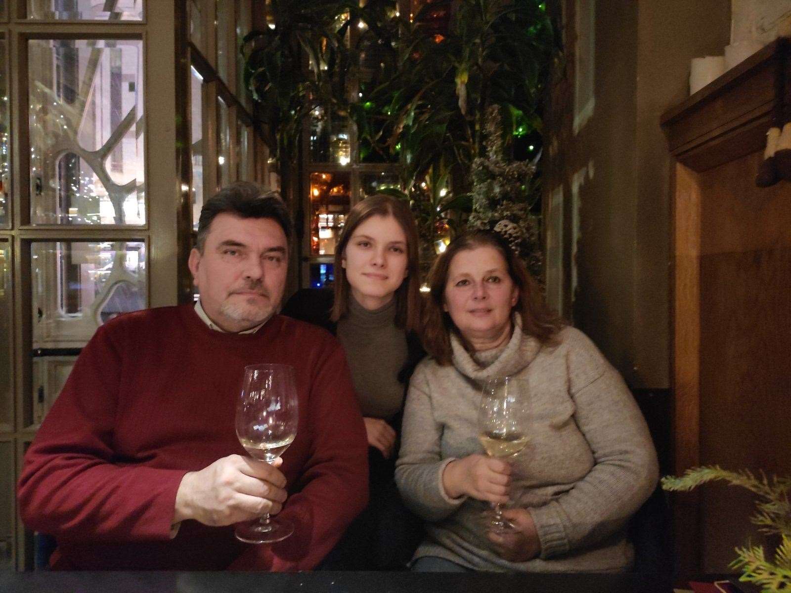 Victor Zharikov with daughter Anna-Maria and wife Tetyana (Andrii Zharikov/PA)