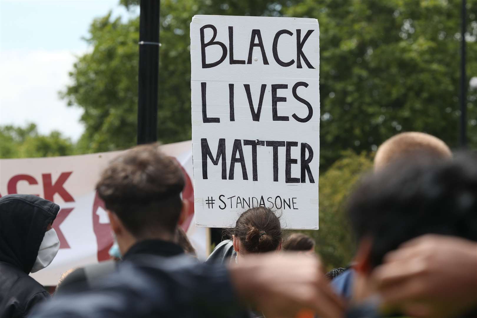 Demonstrators during a Black Lives Matter protest at Marble Arch, central London (Jonathan Brady/PA)