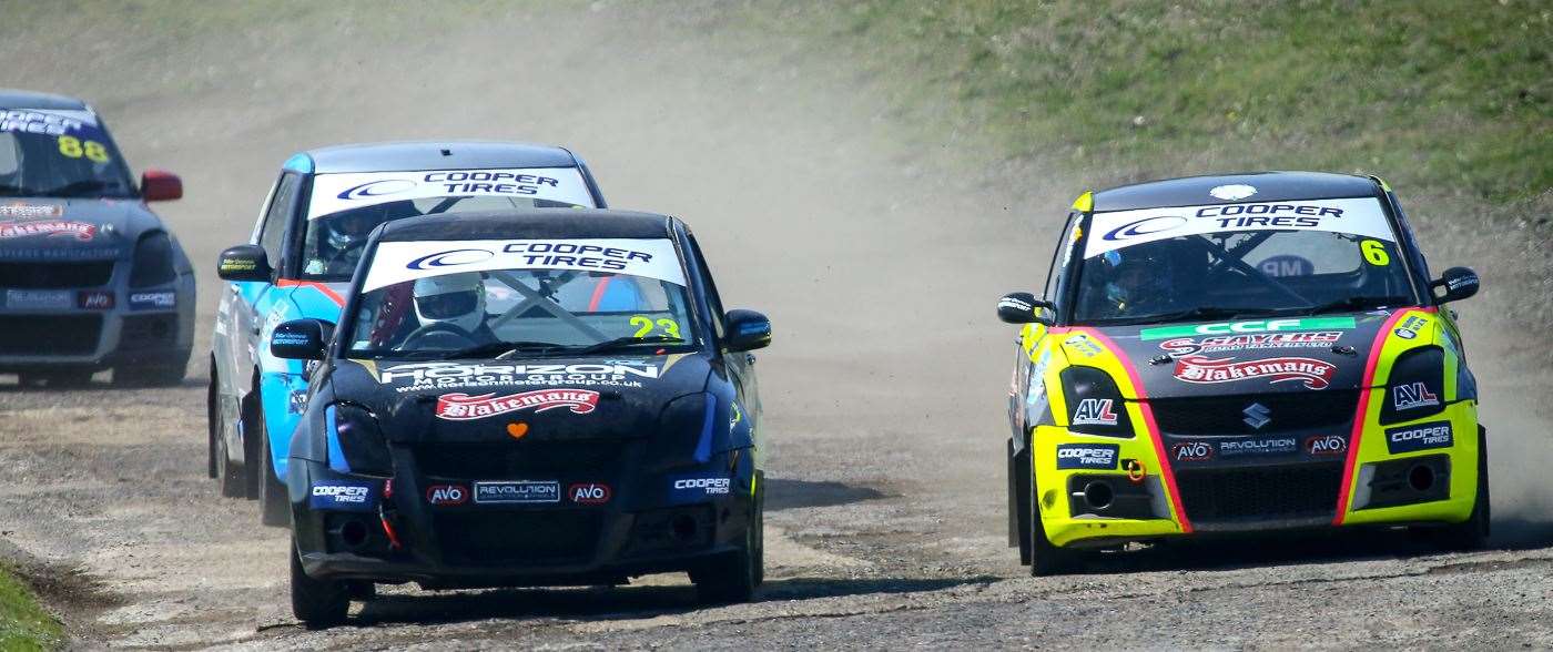Faversham's Max Weatherley (No.23) took a first and second place from the first two rounds of the Swift Sport class at Lydden Hill. Picture: British Rallycross