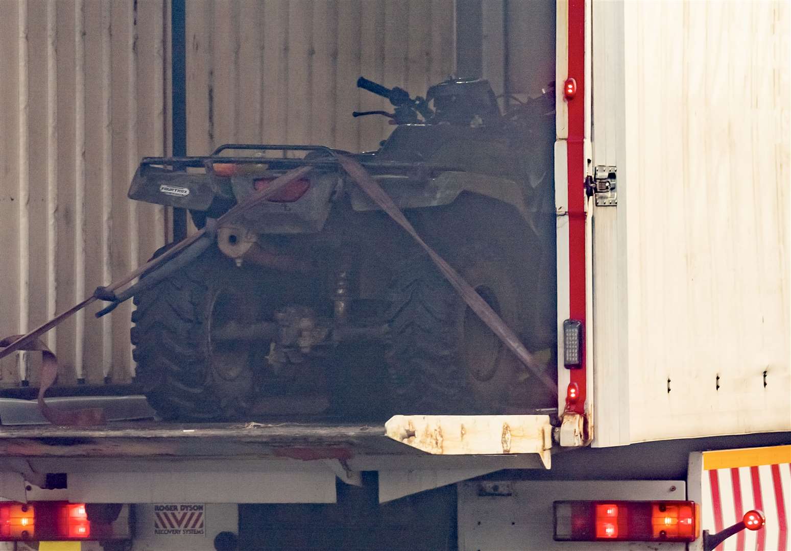 A quad bike in the back of a lorry in Kippax after an accident in which a seven-year-old girl was seriously injured (Danny Lawson/PA)